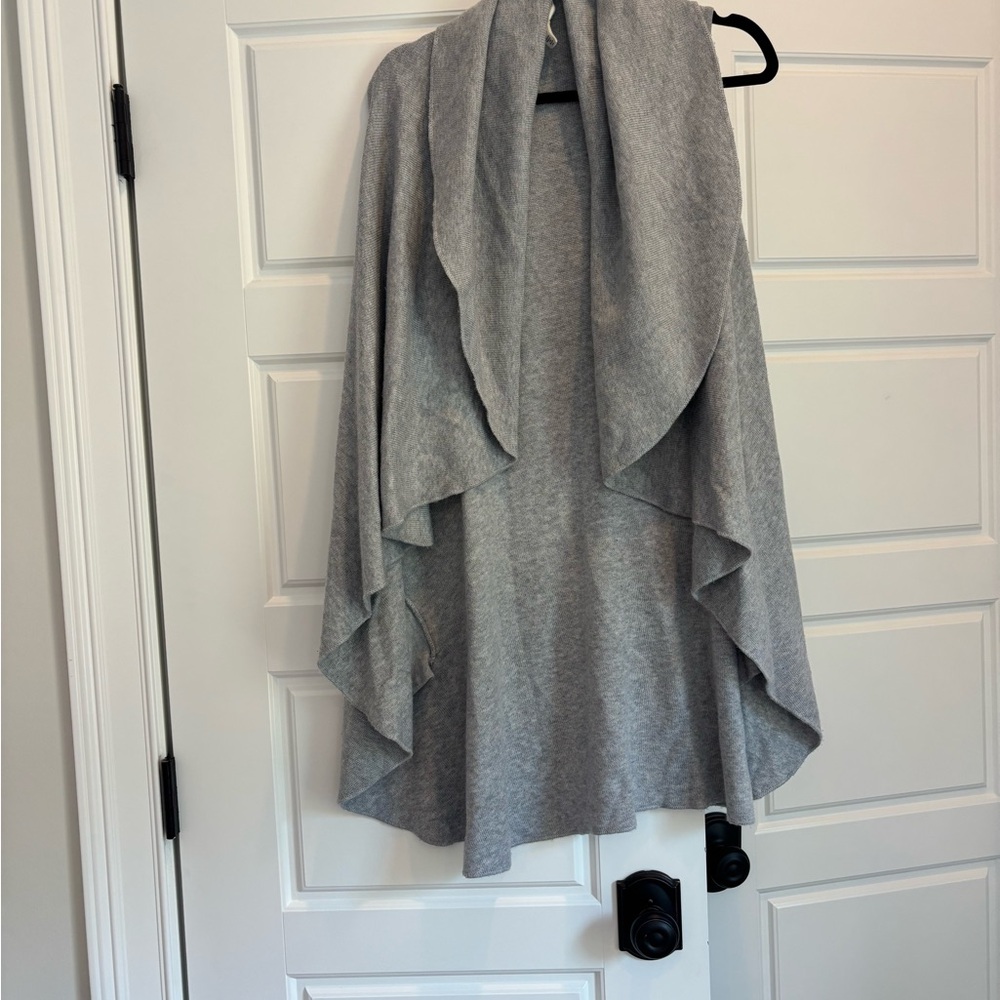 Essentials Gray Shrug Sweater with Waterfall Design